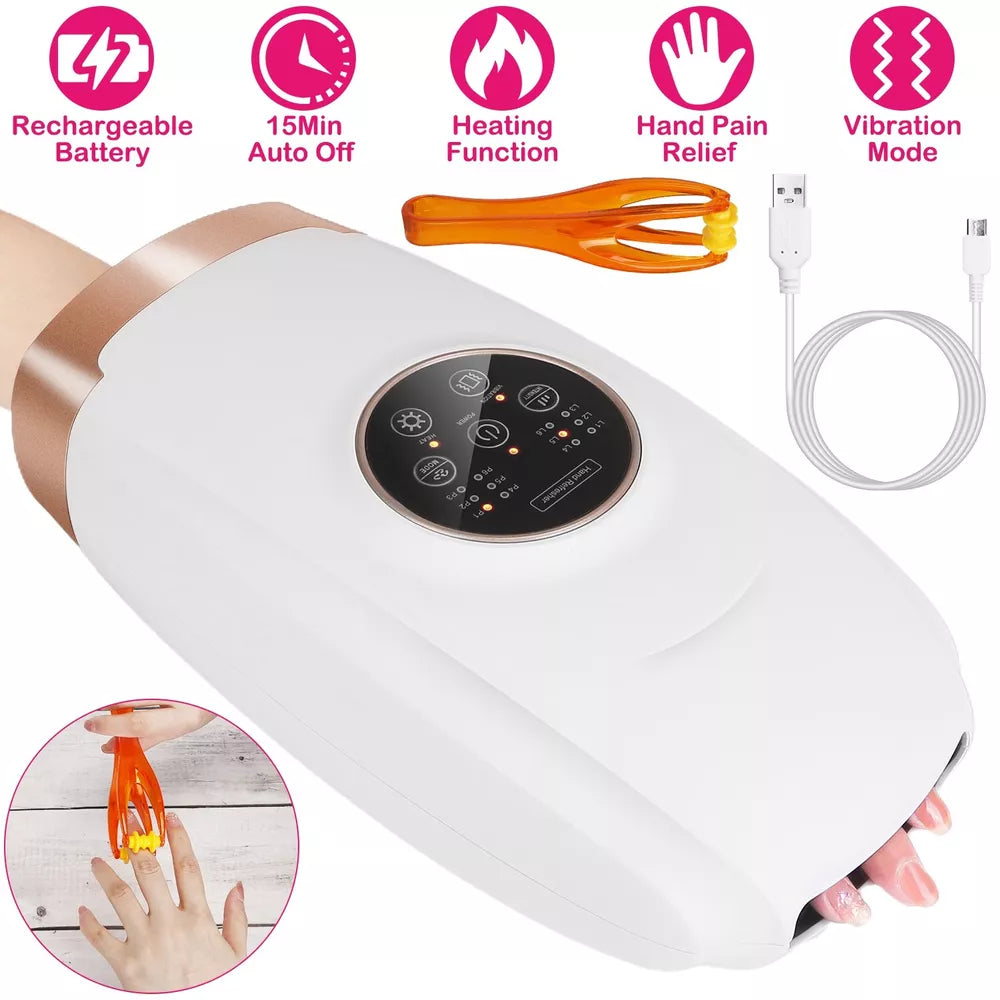 Cordless Electric Hand Massager 6Level Therapy Machine Pressure Pain Relief Heat