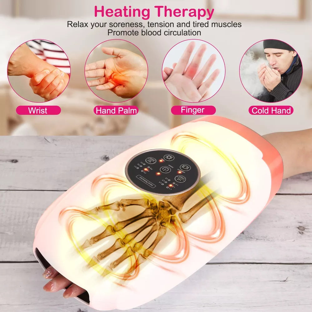 Cordless Electric Hand Massager 6Level Therapy Machine Pressure Pain Relief Heat