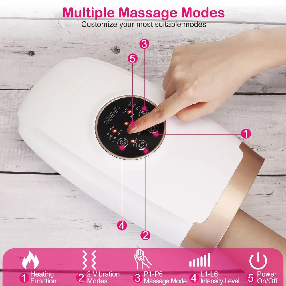 Cordless Electric Hand Massager 6Level Therapy Machine Pressure Pain Relief Heat