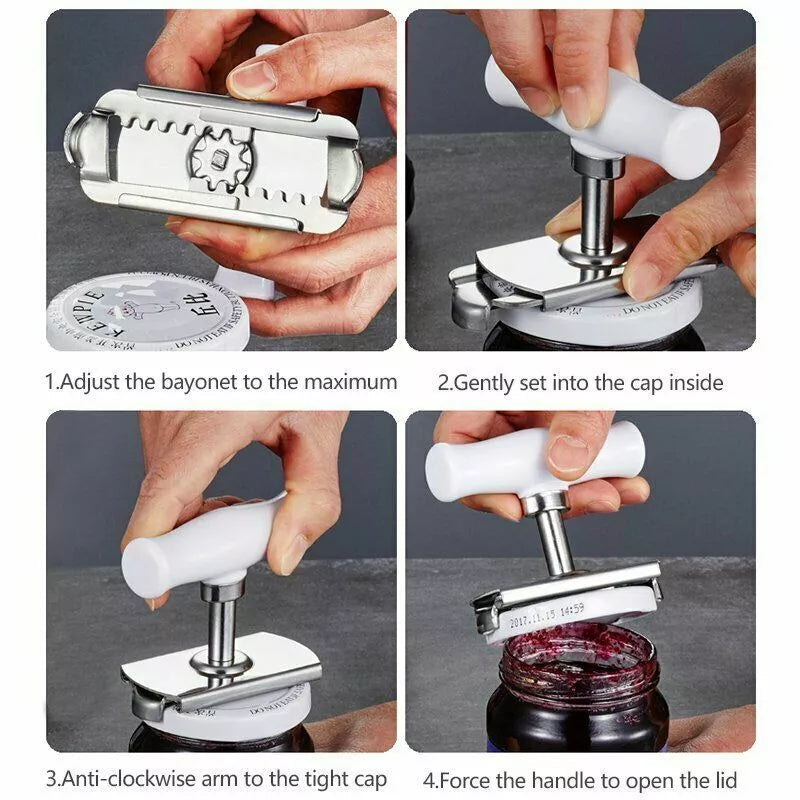 Jar Lid Bottle Opener Adjustable Twist Off Can Opener Stainless Steel Grip Tool